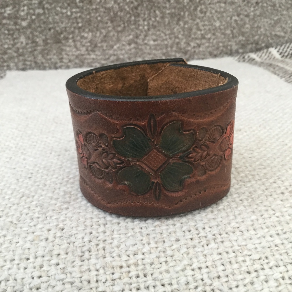 Leather Flower Belt Bracelet